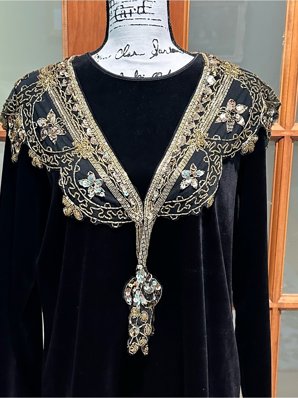 Gold Beaded Collar Embellishment